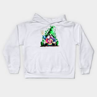 Grome Shamrock Tie Dye Hippie St Patrick_s Day Gnomies Kids Hoodie